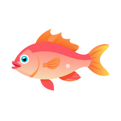 Cartoon goldfish swimming isolated against a solid black background