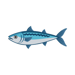 Isolated mackerel illustration with simple shapes on a black background