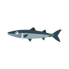 Fototapeta premium Simple Barracuda Illustration on Black Background Stock Image