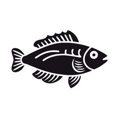 Simple Fish Silhouette Vector on a Black Background