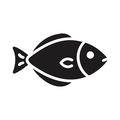 Stylized Fish Icon isolated on Black Background graphic element