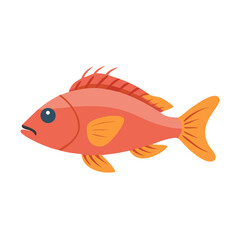 Stylized cartoon fish with red and orange coloration