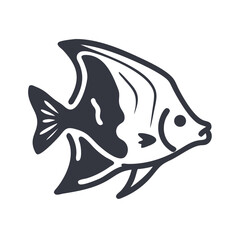 Minimalist batfish illustration on black background with simple line