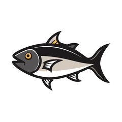 Stylized Tuna Fish Graphic Illustration on Black Background