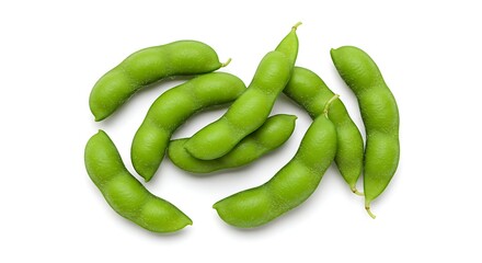 Fresh Green Edamame Soybeans Isolated on White Background.