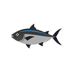 Flat vector illustration of single stylized tuna fish