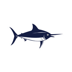 Blue marlin vector illustration on solid black background