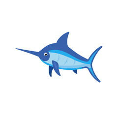 Stylized Blue Marlin Vector Illustration on Black Background