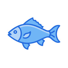 Minimalist blue fish illustration on a black background
