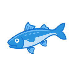 Stylized blue fish illustration on a black background space