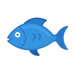 Simple blue cartoon fish on a dark background image