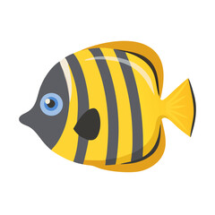 Cartoon illustration of a yellow striped tropical fish
