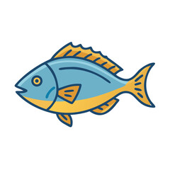 Cartoon fish vector illustration isolated on black background