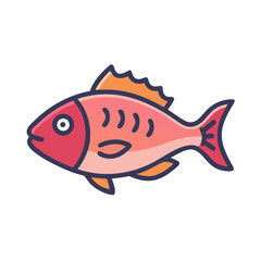 Isolated cartoon fish illustration on black background for design