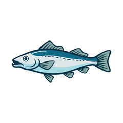 Stylized cartoon fish illustration on a clean black background