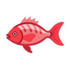 Stylized red fish illustration on solid black background design