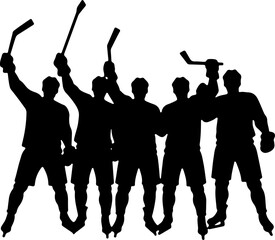 "Hockey Team Silhouette &ndash; Players Celebrating Victory Vector" bundle