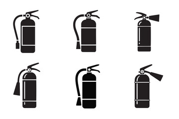 Set of Fire Extinguisher Icons for Safety and Emergency Use