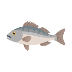 Fish illustration with flat style in black background