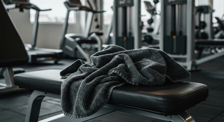 Post-Workout Still Life: Textured Towel on a Black Leather Bench