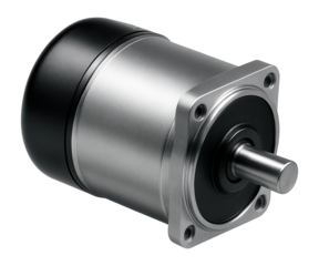 Silver electric motor with black cap.