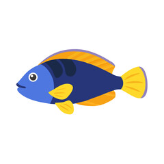 Cartoon fish illustration with blue and yellow colors