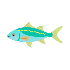 Simple illustration of a colorful fish on black background