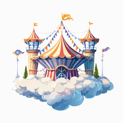 Obraz premium Whimsical Circus Castle Atop Cloudscape
