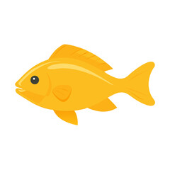 Single gold fish illustration on clean black background