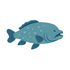 Illustration of a blue spotted fish on black background
