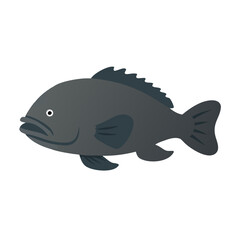 Isolated simple illustration of a gray fish on black