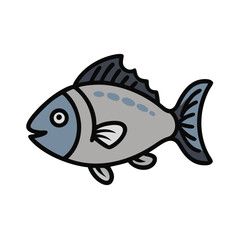 Simple Cartoon Fish Illustration With A Dark Background