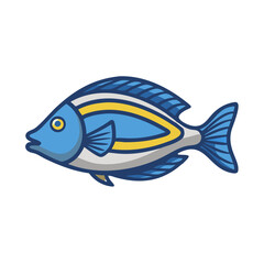 Naklejka premium Stylized blue tang fish illustration on black background image