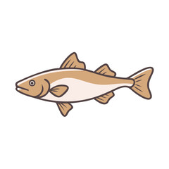 Stylized fish illustration on black background in cartoon style