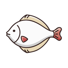 Isolated cartoon flounder fish on black background studio shot