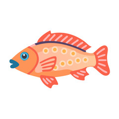 Stylized illustration of a orange fish on a black background