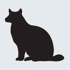 A fluffy cat sitting proudly in a simple black silhouette