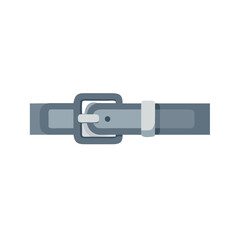 Simple gray belt with buckle flat icon