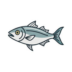 Stylized illustration of a swimming tuna fish on black