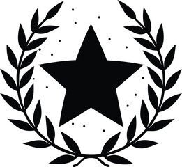 Obraz premium Minimalist star inside wreath silhouette isolated on transparent background