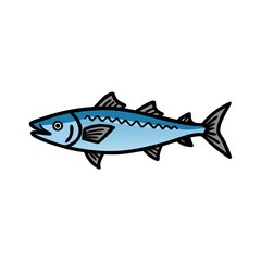 Stylized drawing of a single Atlantic mackerel fish