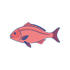Naklejka premium Simple red fish illustration on a black background design
