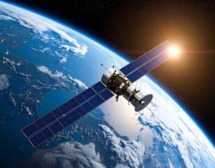 Space satellite orbiting earth.