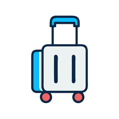 Stylized icon of a rolling suitcase with a telescopic handle