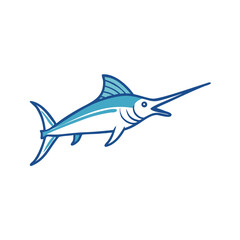 Fototapeta premium Stylized blue marlin illustration on a black background.