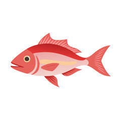 Simple red fish swimming on black background illustration art