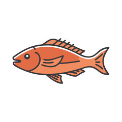 Stylized Orange Fish Illustration with Black Background Design