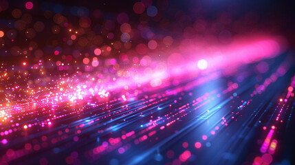 Obraz premium Abstract digital background with vibrant glowing particles and lines.