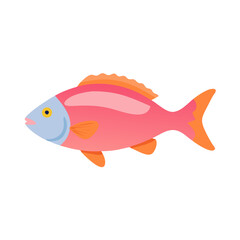 Stylized Pink Fish Illustration on Black Background for Design