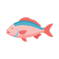 Isolated illustration of a stylized pink fish on black